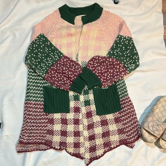 Listicle color block balloon sleeve cardigan small - Picture 4 of 11